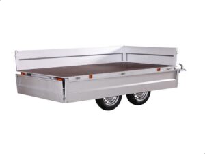 Variant 756 A-13 Stål boogietrailer med nedfældbare sider – rummelig og robust trailer med ladmål 260 x 150 x 35 cm, ideel til erhverv og landbrug.